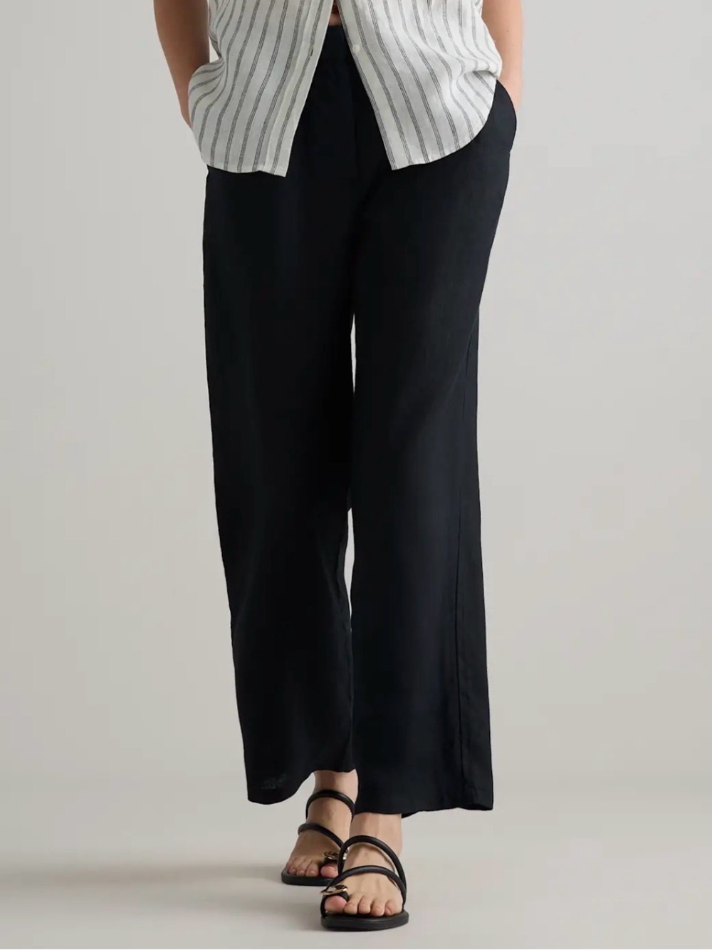 Quince Black Linen Trousers regular length (30”) s6